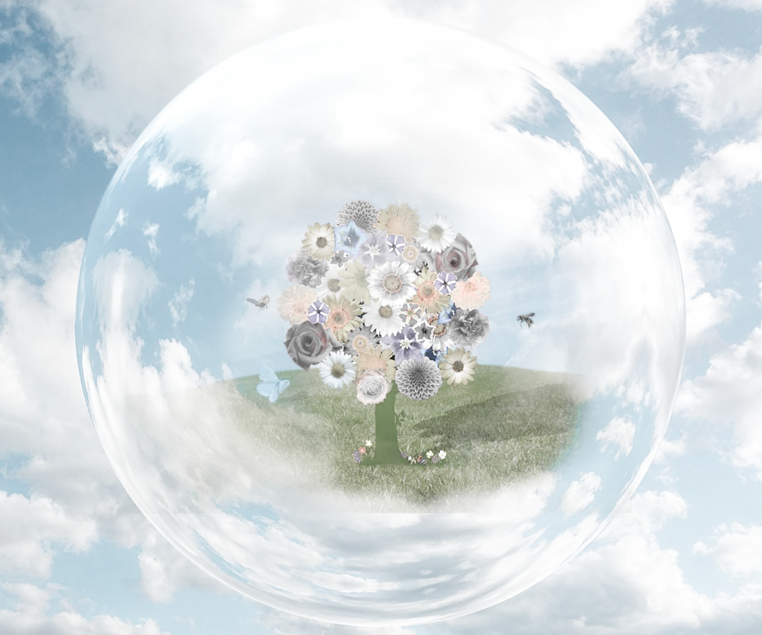 artistic trees and butterflies