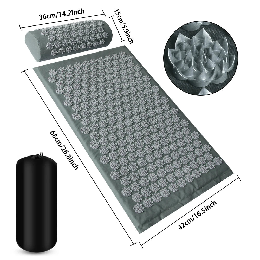 Acupressure Mat and Pillow Set for Back & Neck Pain Relief