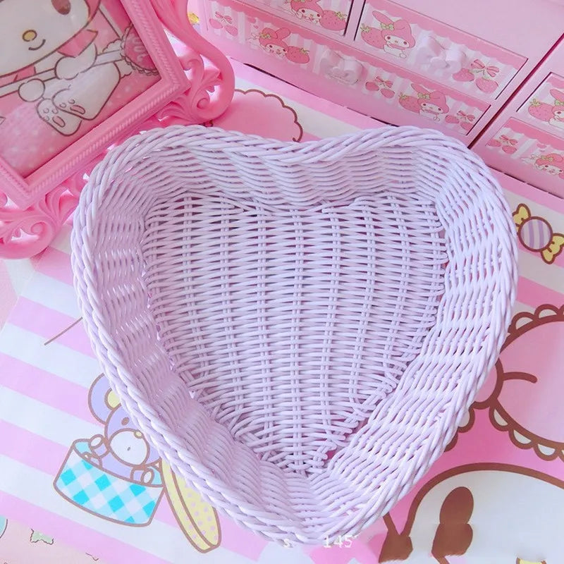 Heart-Shaped Wicker Basket