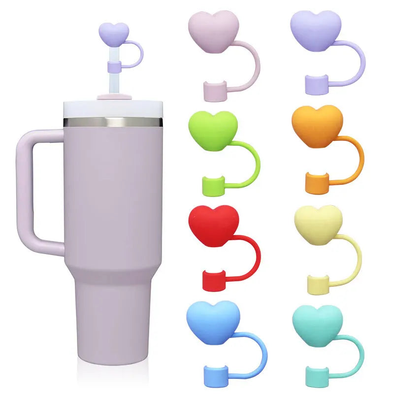 6 Pcs Heart-shaped Straw Toppers