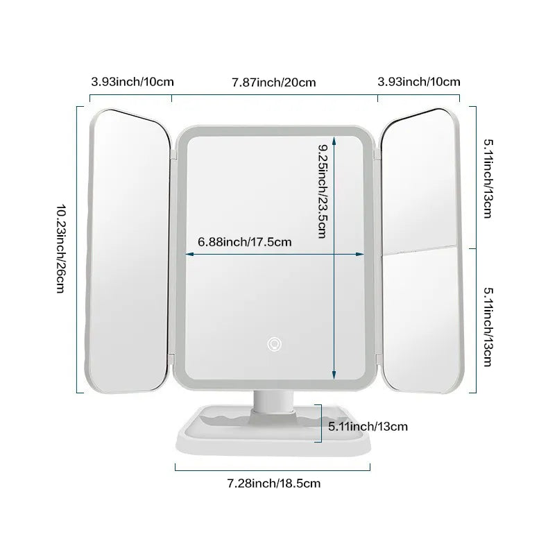 Trifold Makeup Mirror with LED Lights - Lifestyle Bravo