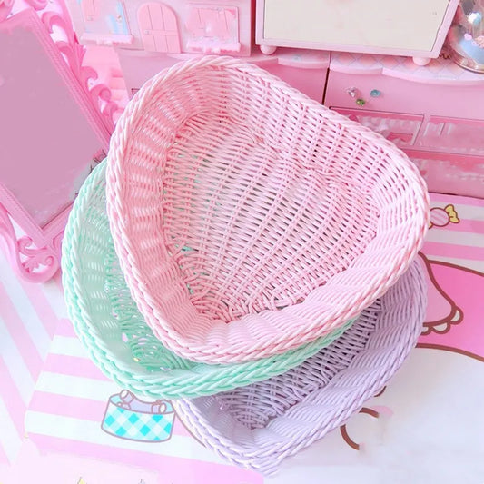 Heart-Shaped Wicker Basket