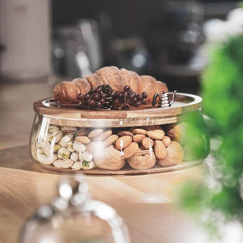 Glass Container with Wooden Lid - Lifestyle Bravo