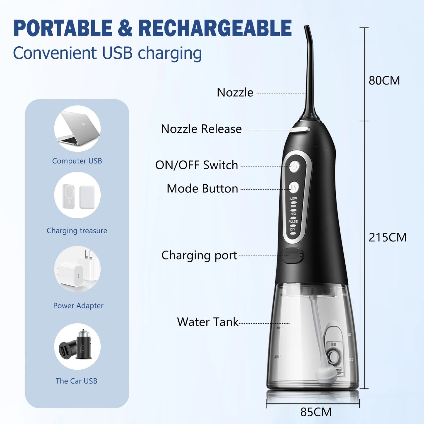 Teeth Cleaner Rechargeable Cordless Plus Water Flosser