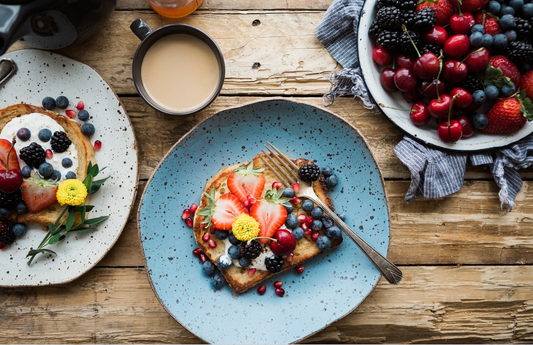 Wellness Boost Breakfast: Nutty Fruit Delight with Whole Grain Bread