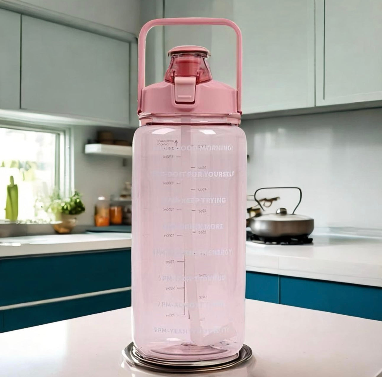 pink motivational water bottle 