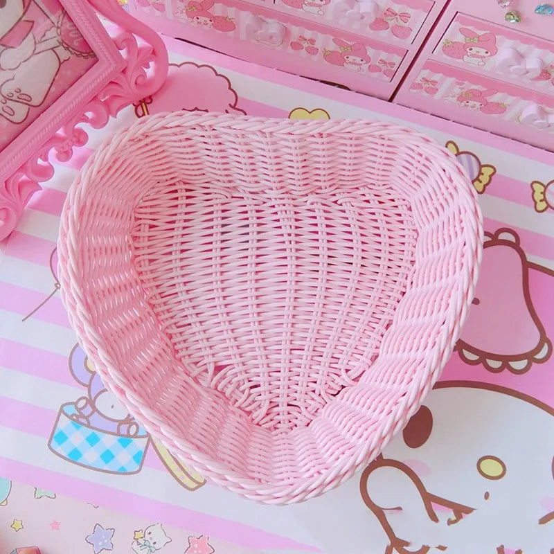Heart-Shaped Wicker Basket