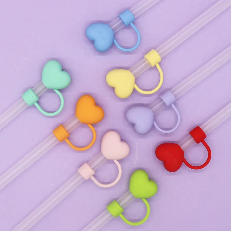 6 Pcs Heart-shaped Straw Toppers