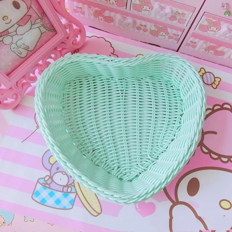 Heart-Shaped Wicker Basket